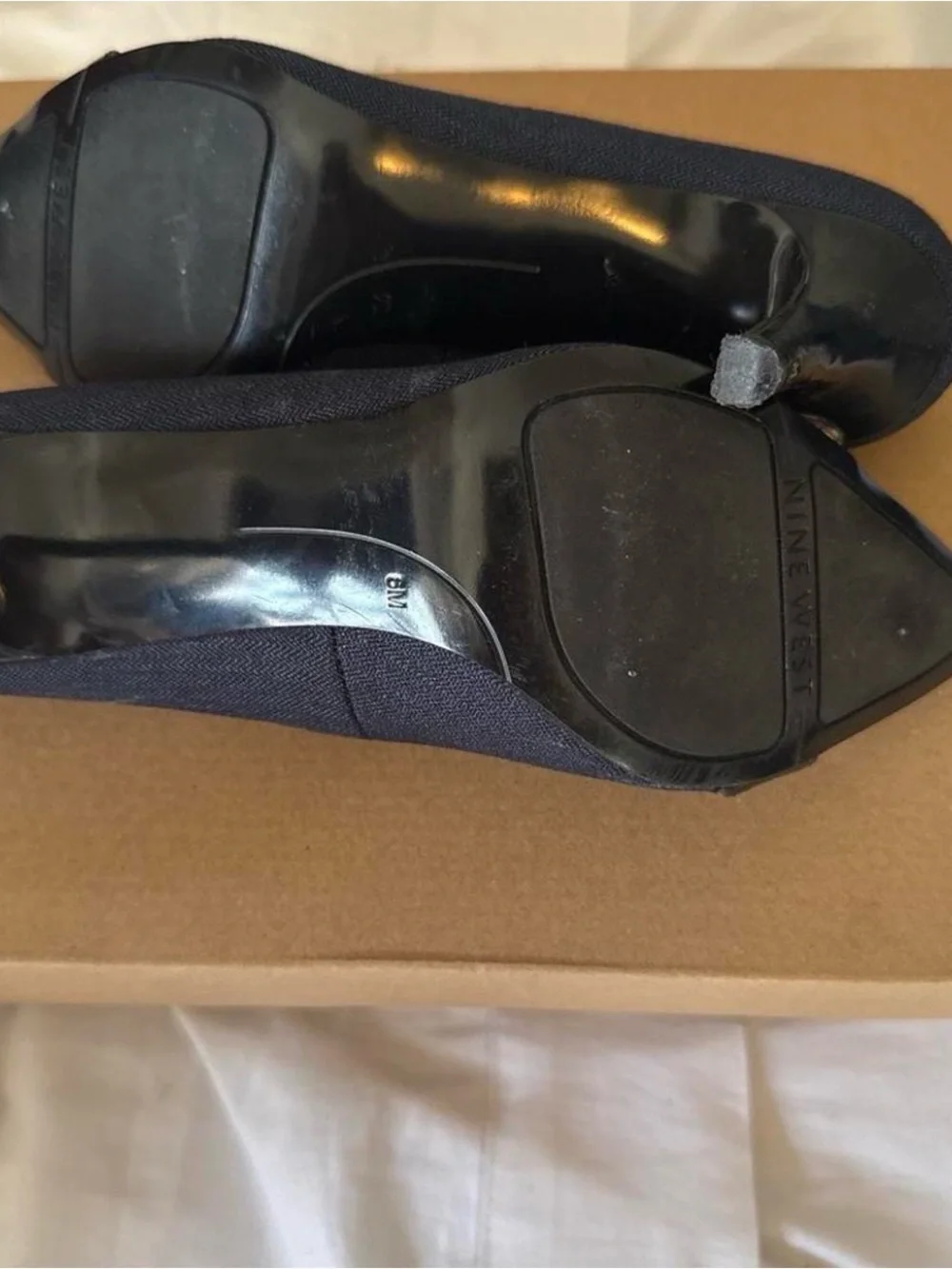 Nine West Women's Navy Pointed Toe Buckle Heels